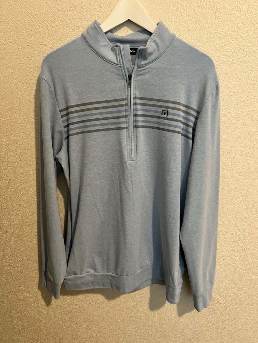 TravisMathew Tequila Sour 1/4 Zip Pullover, Light Blue
